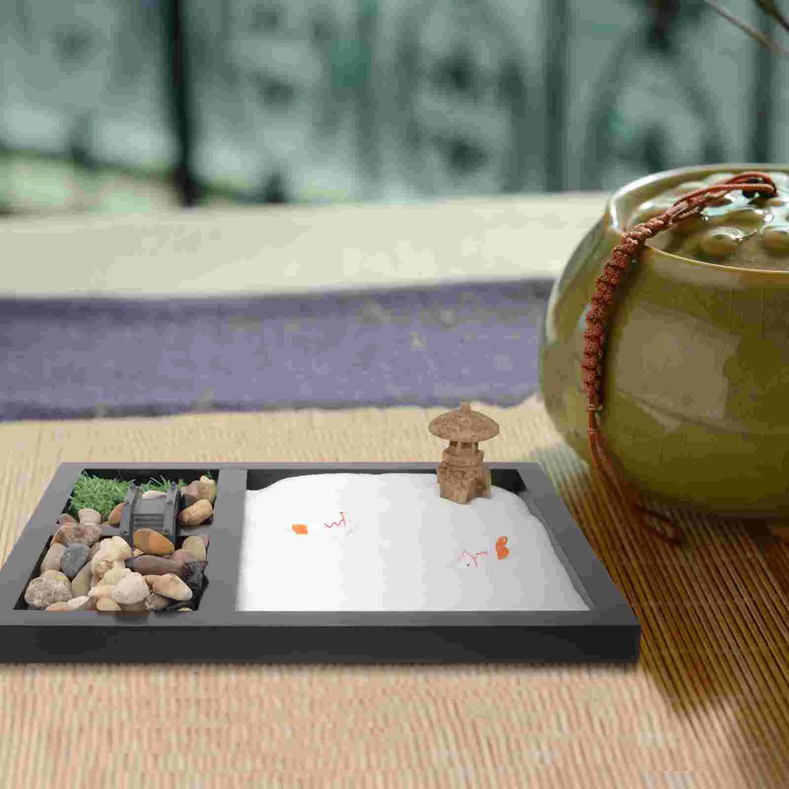 ตารางทราย Zen เครื่องประดับ Office Decor Little Sandbox เรซิ่นมินิของเล่น Microlandscape