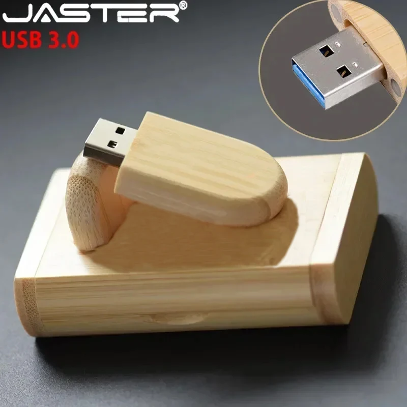 JASTER Wood USB 3.0 Flash Drive 128GB High Speed Pen Drive with Wooden Box 64GB Creative Business Gift Memory Stick 32GB 16GB