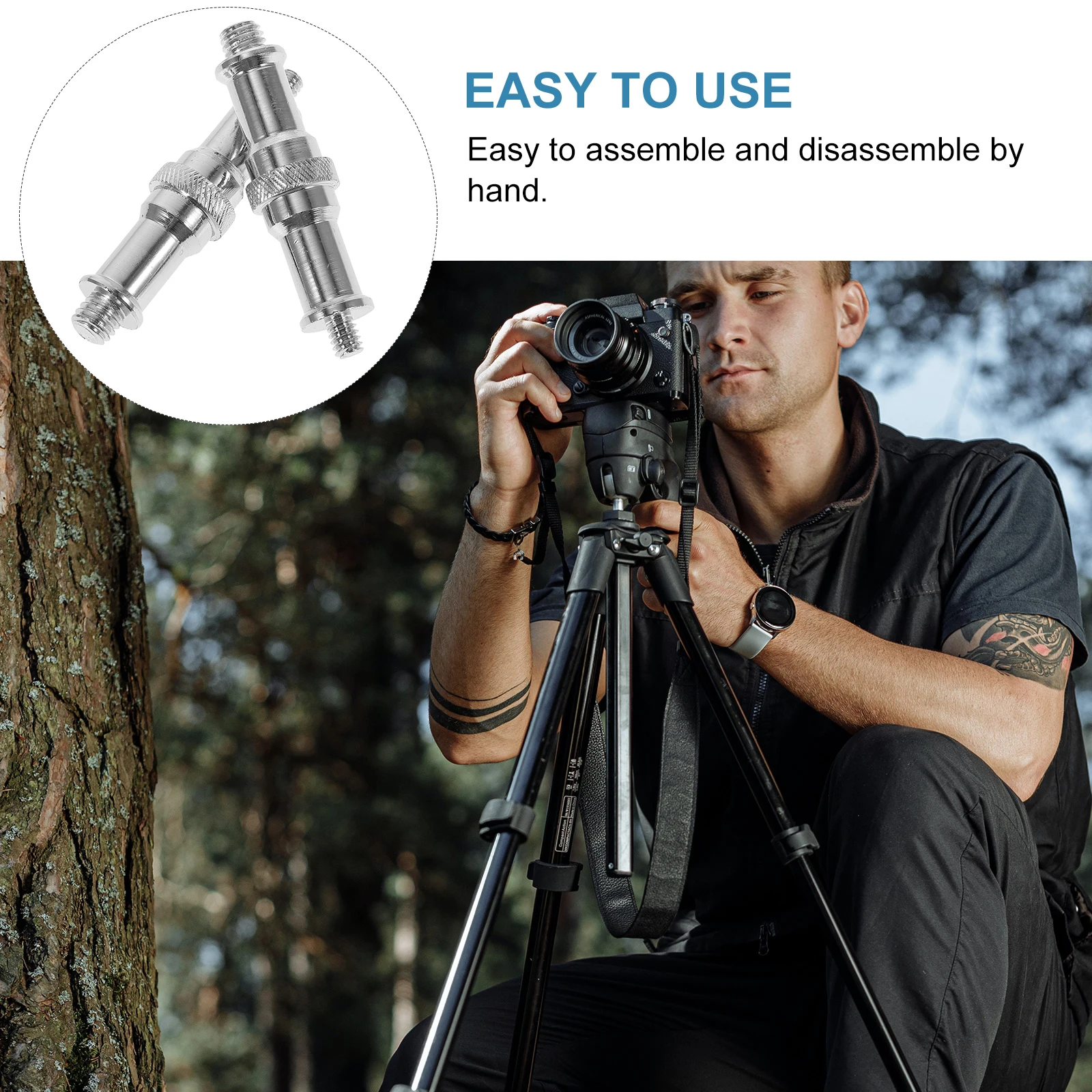 

2Pcs Threaded Screw Adapter 14 to 38 Male Spigot Screw for Studio Light Stand Trigger Setup Spigot