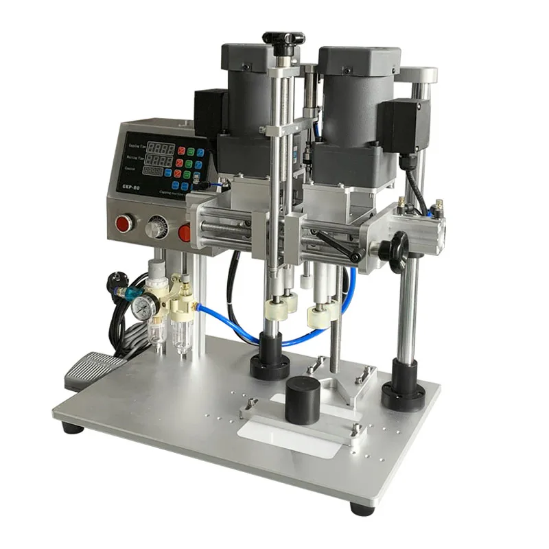 

Semi-automatic electric plastic glass bottle can canned screw cap sealing packaging machine