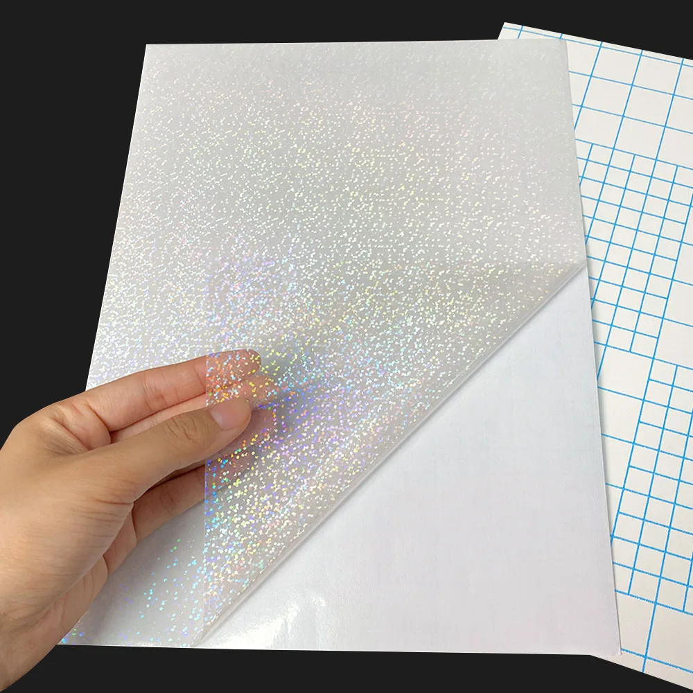 10 Sheets Dots Pattern Cold Lamination Film On Paper Self-adhesive Holographic Sand Foil Adhesive Tape Back DIY Photo Stickers