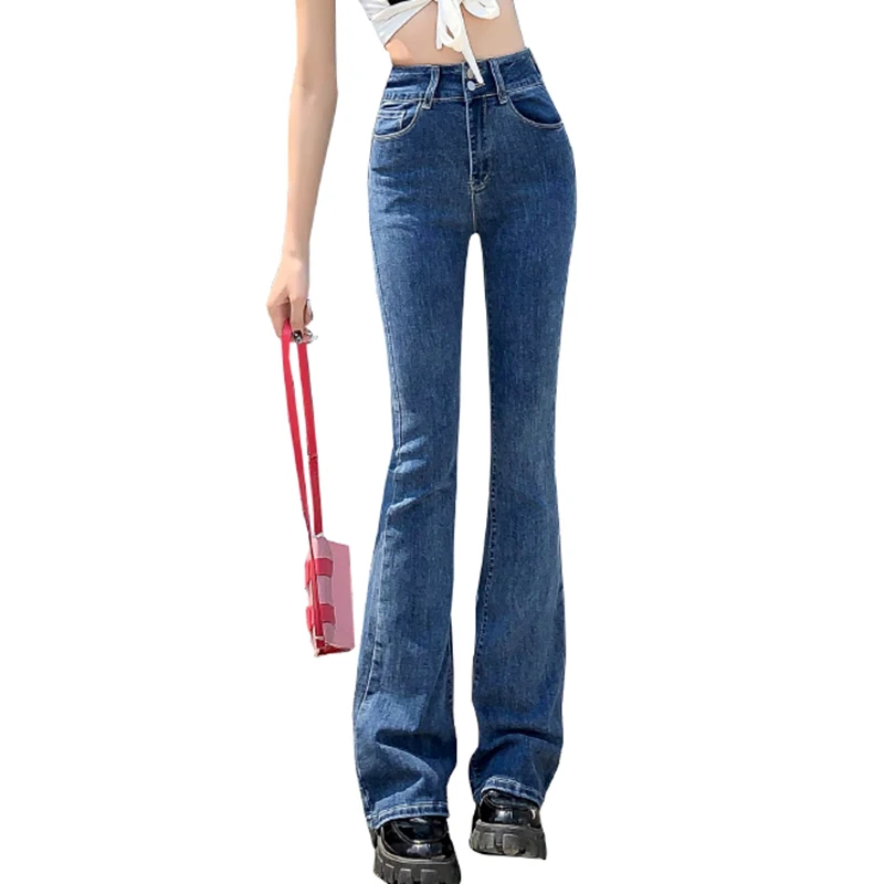 Jeans denim svasati per donna Nuovi pantaloni lunghi di alta qualità retrò micro a vita alta slim classici nuovi arrivi di marca