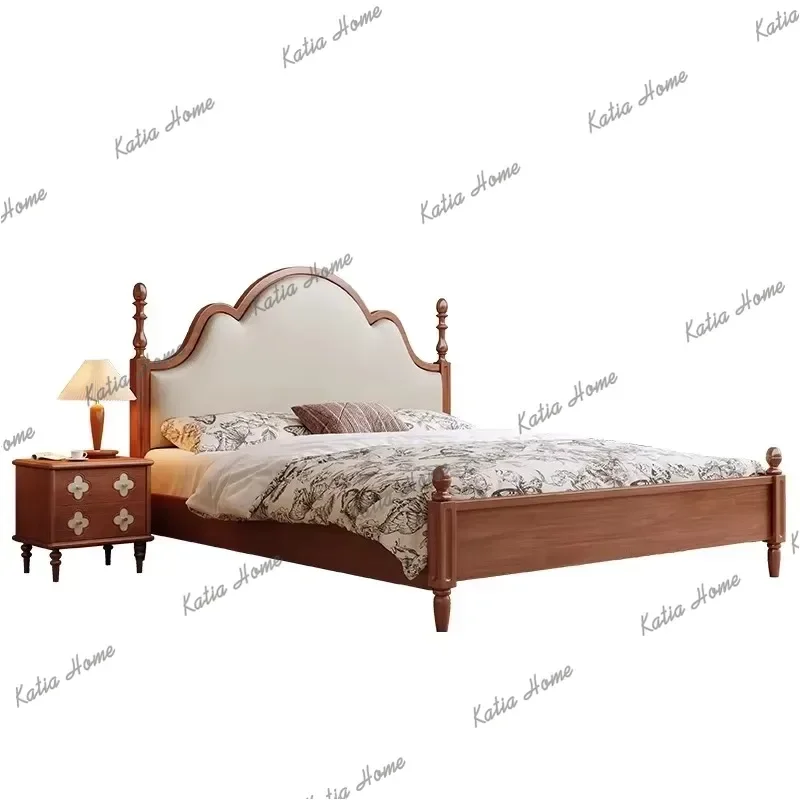 Europen Princess Double Bed Bedroom Organizer Floor Headboards Double Bed Luxury Wooden Modern