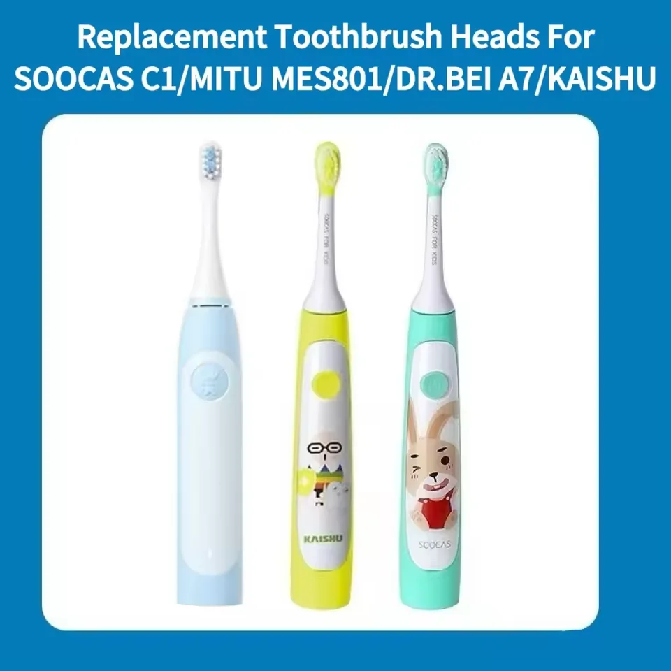 5PCS Children's Replacement Toothbrush Heads for SOOCAS C1/ MITU MES801/DR.BEI A7 Kids Electric Toothbrush Heads Nozzles jets