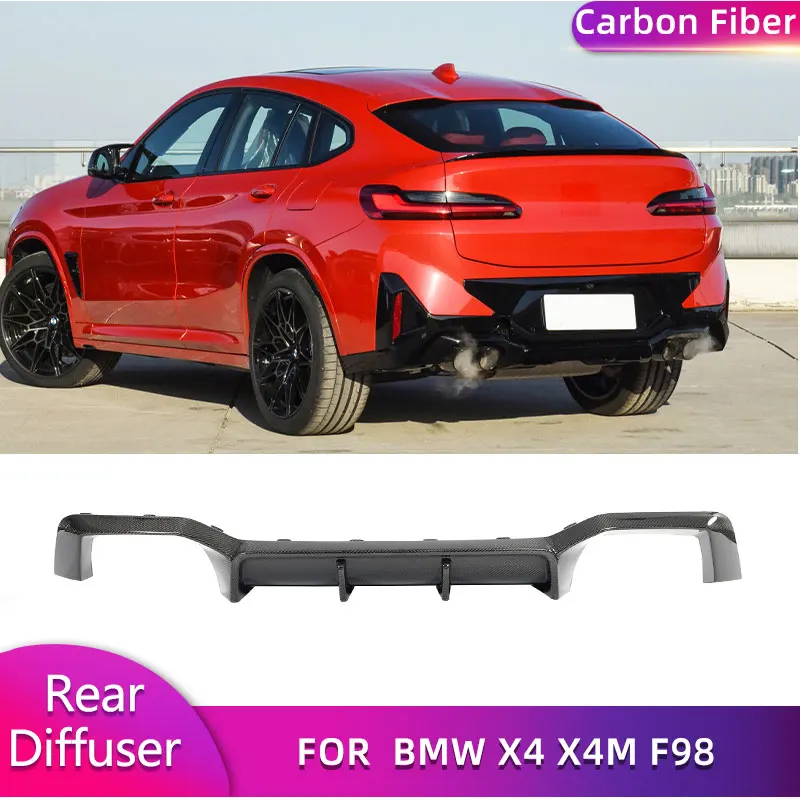 for BMW X4 X4M F98 G02 Sport Utility 4-Door 2023 2024 Carbon Fiber Car Rear Bumper Diffuser Lip Spoiler Rear Diffuser Lip Apron