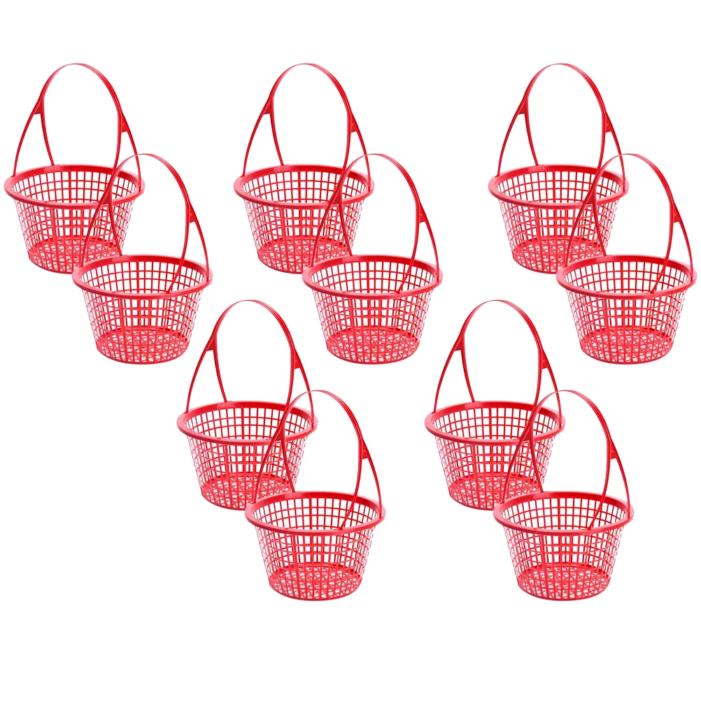 

10 Pcs Fruit Picking Basket Round Plastic Handheld Strawberry Blueberry Cherry Basket 3KG Capacity Portable Storage Baskets For