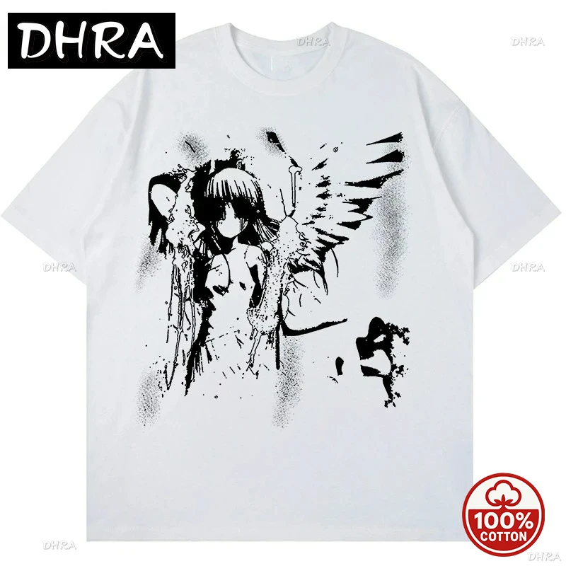 

Harajuku Goth Men Japanese Anime Tshirt Cartoon Angel Wings Graphic T-Shirt 2025 new arrival Hipster Clothing Tops Streetwear