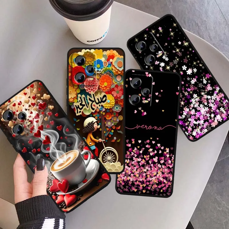 

Sparkling Art Love Coffee For Xiaomi Redmi Note 14 13 12 12S 11E 11 11S 11T Pro Plus 4G 5G Black Soft TPU Cover Phone Case