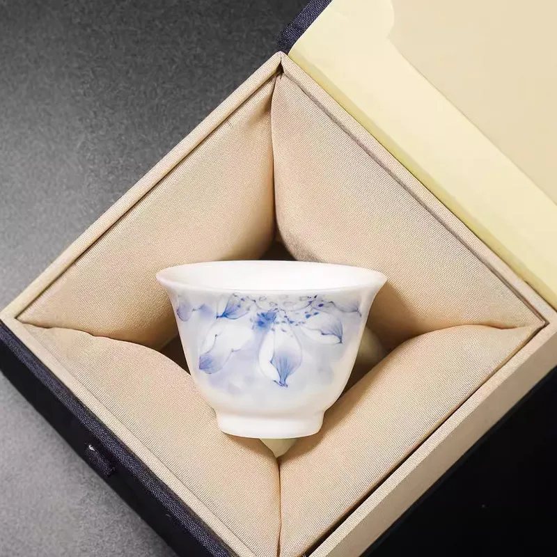 Ceramic Hand-painted Lotus Rhyme Clear Heart Cup Teacup Personal Dedicated Host Cup Single Cup Sample Tea Cup