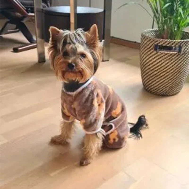 Pijamas para mascotas, mono de oso lindo para cachorros, Chaqueta de felpa para perros pequeños y medianos, ropa para gatos, disfraces de peluche para Chihuahua, Otoño e Invierno