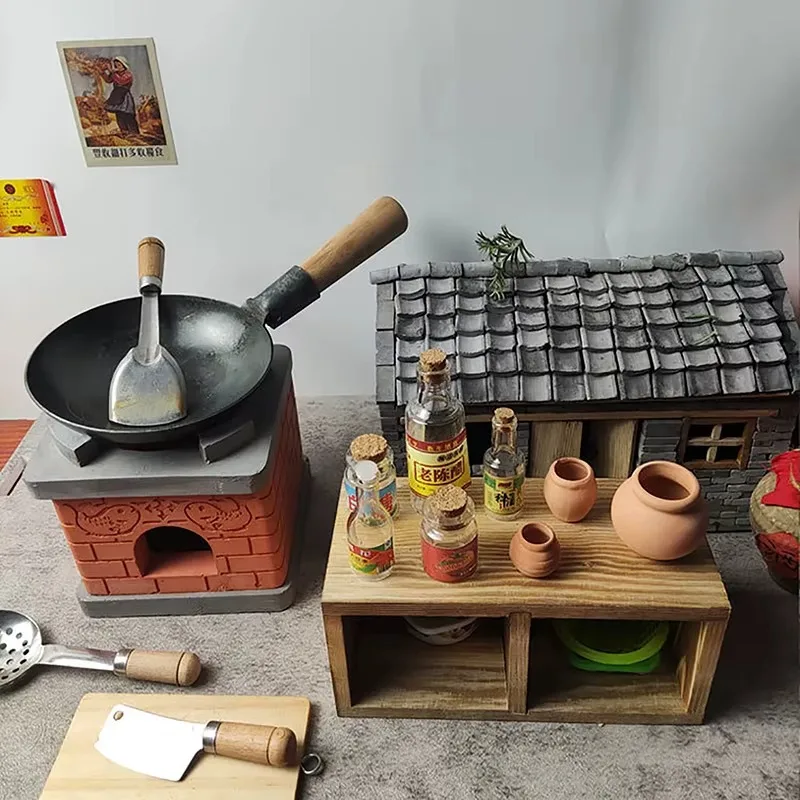 1:12 casa de muñecas miniaturas florero decorativo Mini maceta de flores de terracota DIY casa de muñecas cocina tarro de almacenamiento de alimentos escena DIY juego de simulación