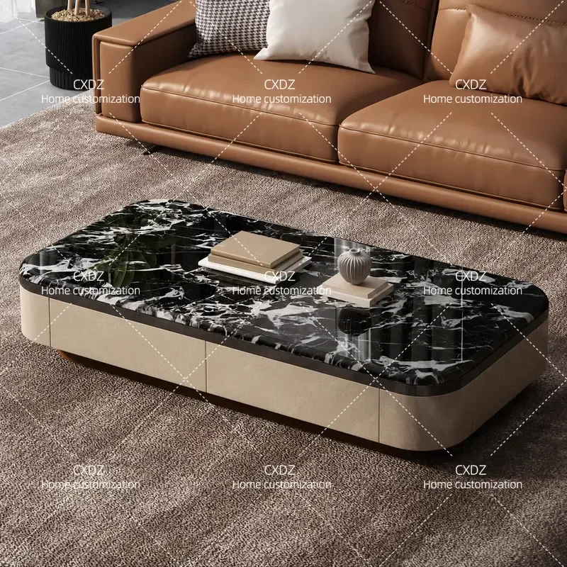 Pure Handmade Light Luxury Microcrystalline Stone Coffee Table Modern Large Apartment Living Room Villa Home Furniture