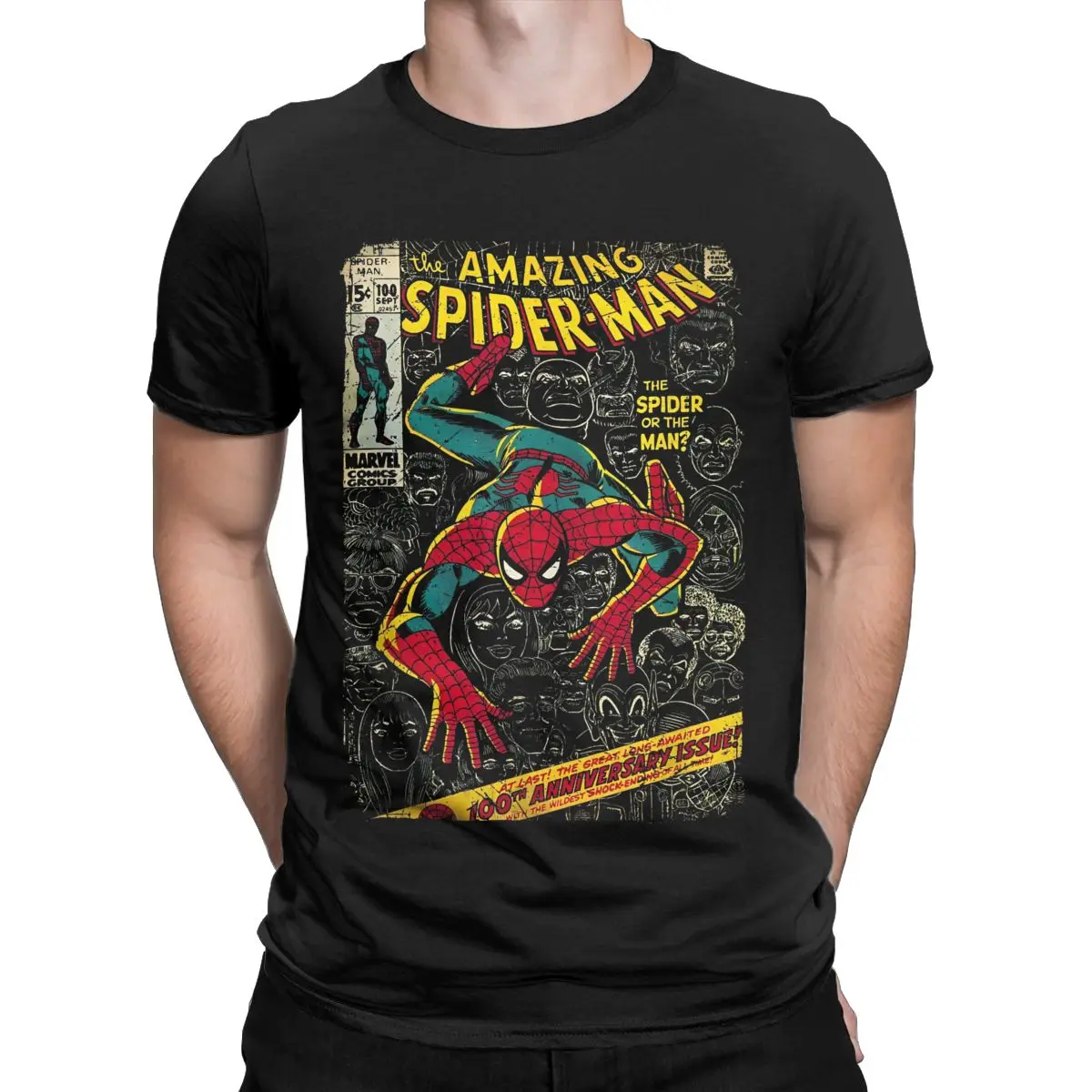 Official Spider-Man Comic Book Anniversary Men T Shirt Vintage Tee Shirt Short Sleeve Crewneck T-Shirt 100% Cotton Graphic merch