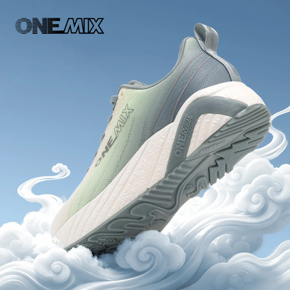 ONEMIX New Chinese Style Lightweight and Breathable Running Man Sneakers Soft Elastic Shock-Absorbing Professional Running Shoes