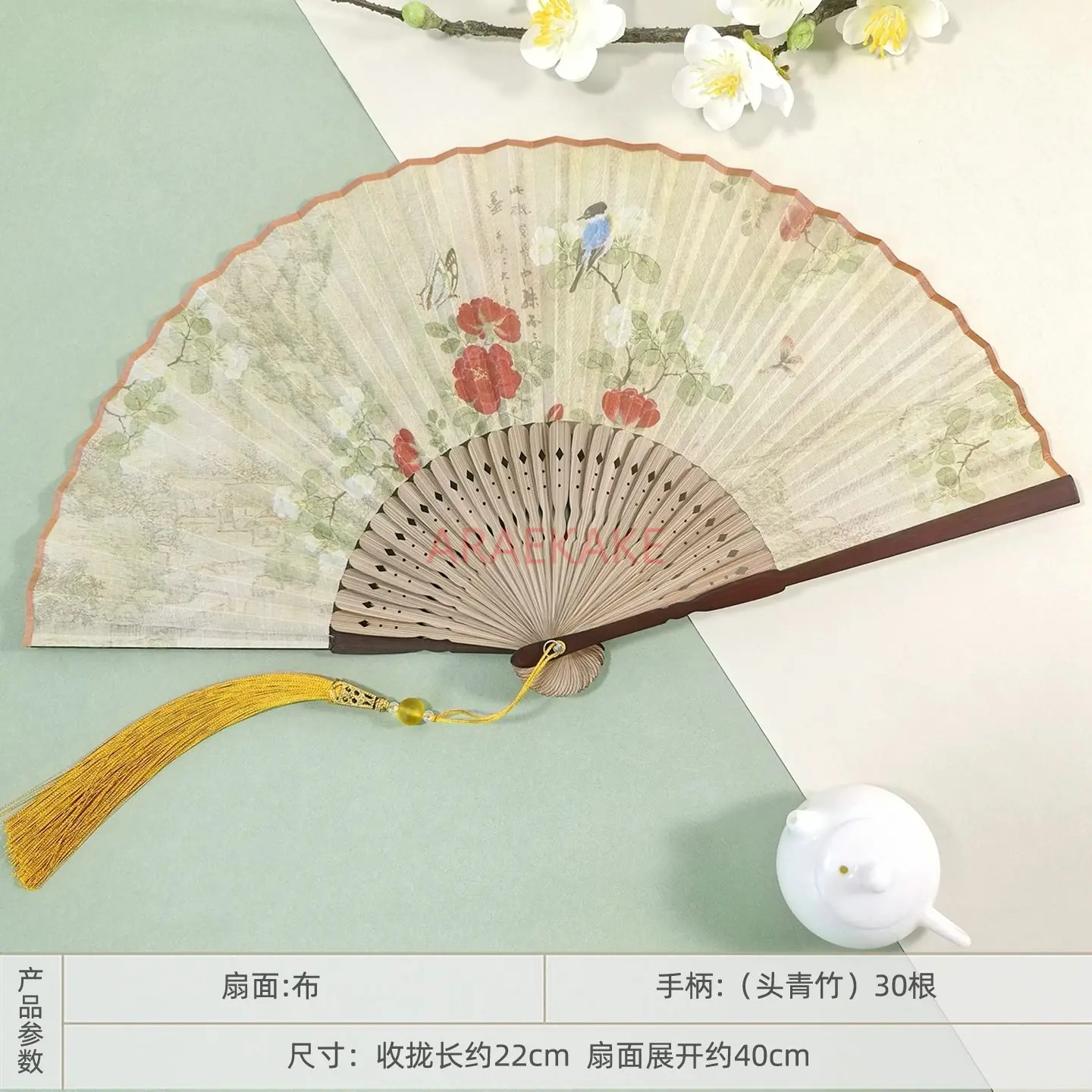 1 шт. древний Hanfu Qipao веер в стиле ретро складной веер античный шелковый веер классический складной веер в китайском стиле женский веер Zixia