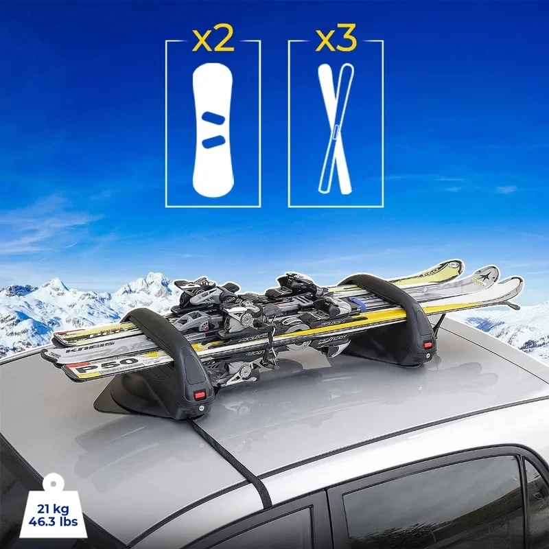 

Sturdy Enhance car's lage carrying capacity,Magnetic Ski Roof Rack Cer Snowboard Holder with Lock Button Car Accessories