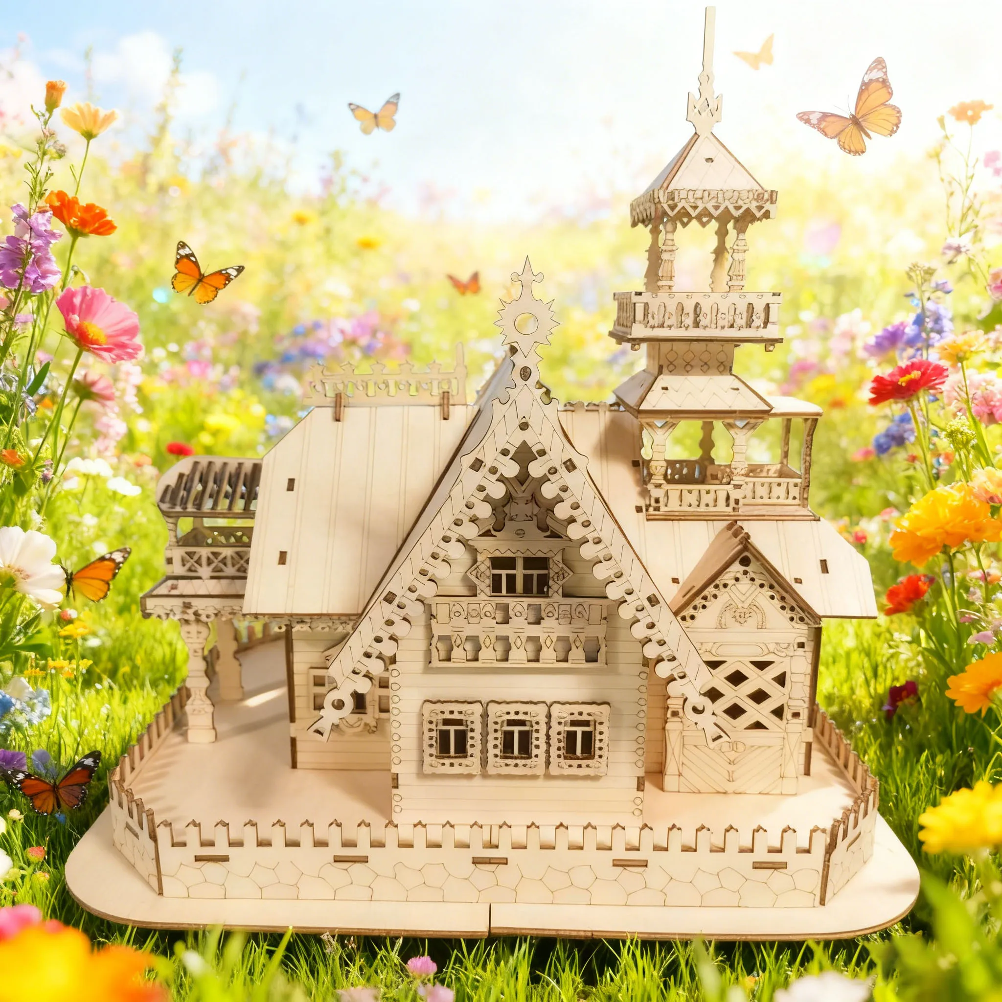 

3D-модель мини-виллы, конструктор для самостоятельной сборки, креативный набор для строительства, деревянные блоки-головоломки, модель домашнего декора ручной работы