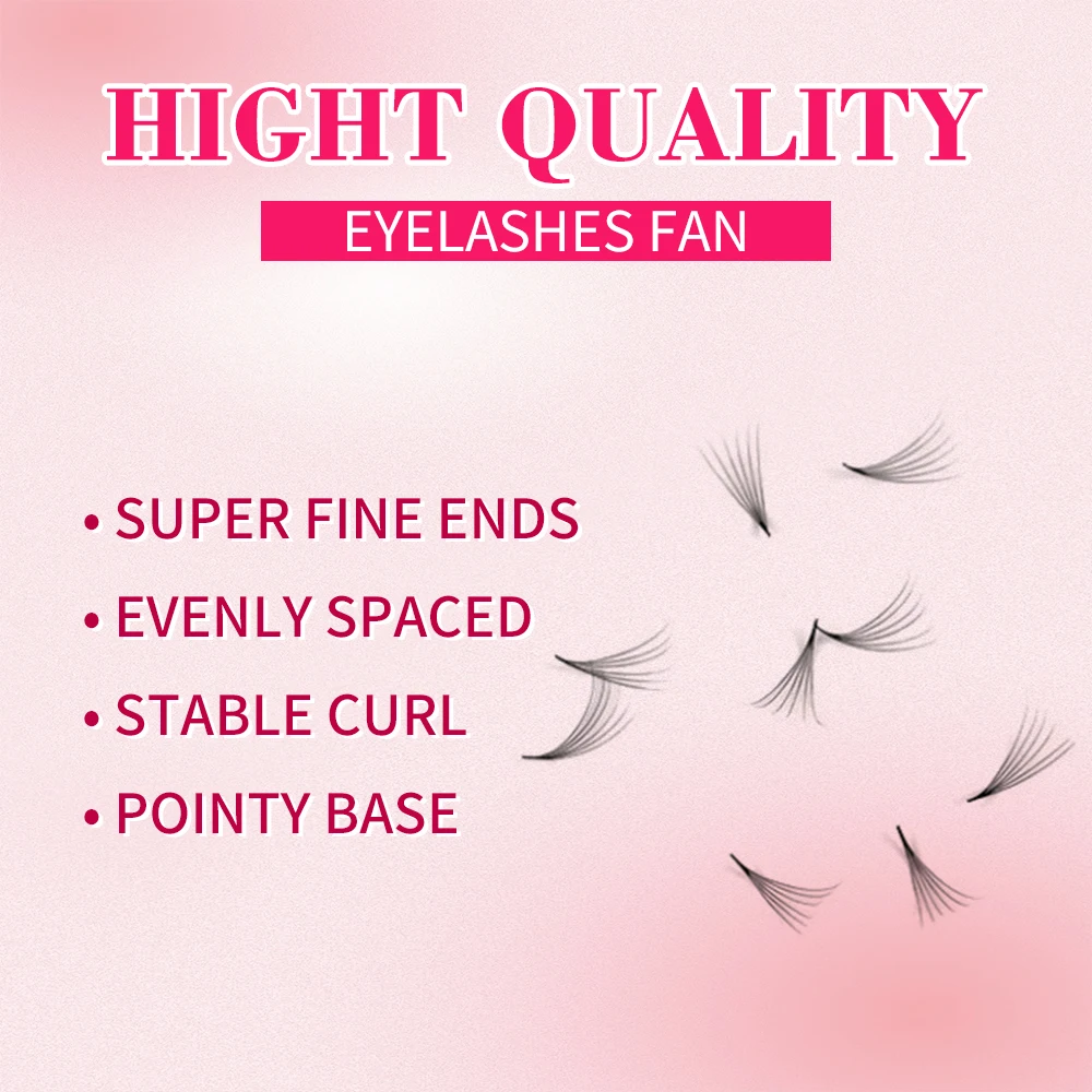 1200/800 Fans PBT Hybrid Premade Russian Volume Fan Sharp Pointy Stem Premade Lashes Extension Thin Root XL Tray Lash