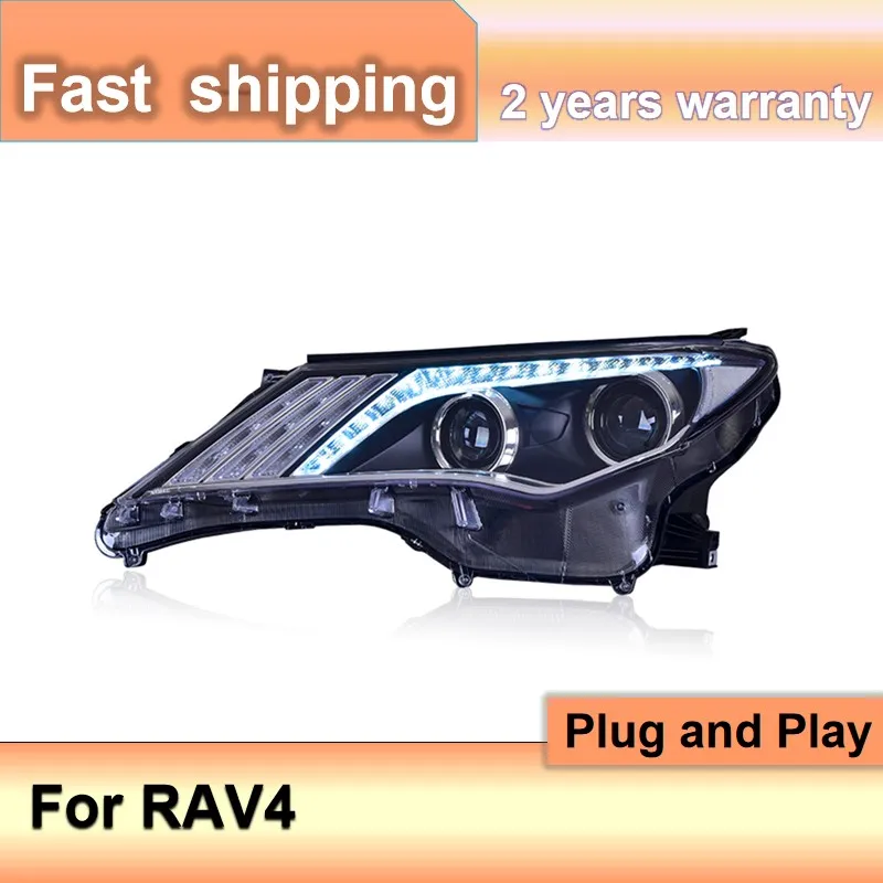 اكسسوارات السيارات لتويوتا RAV4 المصباح 2014-2015 RAV4 كشافات DRL بدوره إشارة منخفضة عالية شعاع العارض عدسة #4