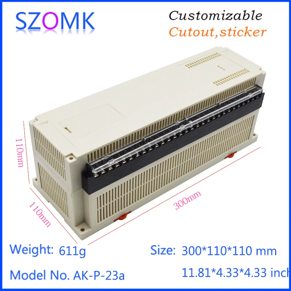 

1Piece 300*110*110mm szomk din rail plastic enclosure electronics junction box abs plastic instrument project box