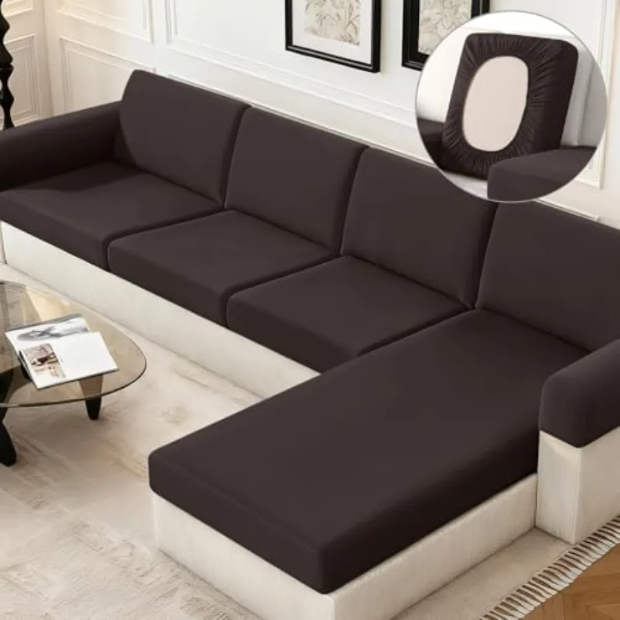 

Sectional Couch Covers Stretch Couch Cushion Covers for L Shaped Couch Cover, Sofa Cushion Covers Washable 4 Pieces Sectional C