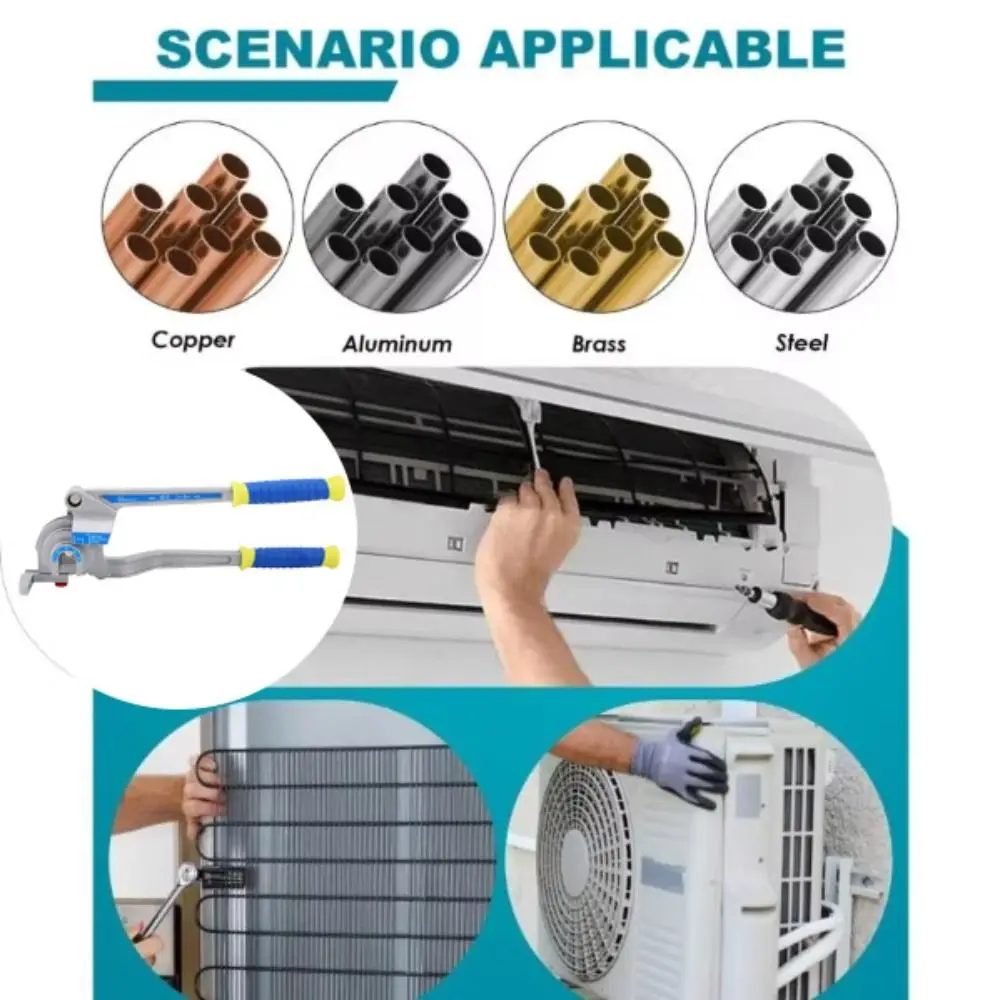 3-In-1 Pipe Bender Manual Handle Bending Corner 0 Tube Bender 0-180° Bending Range Soft Bronze Hand Tool Refrigeration Repair