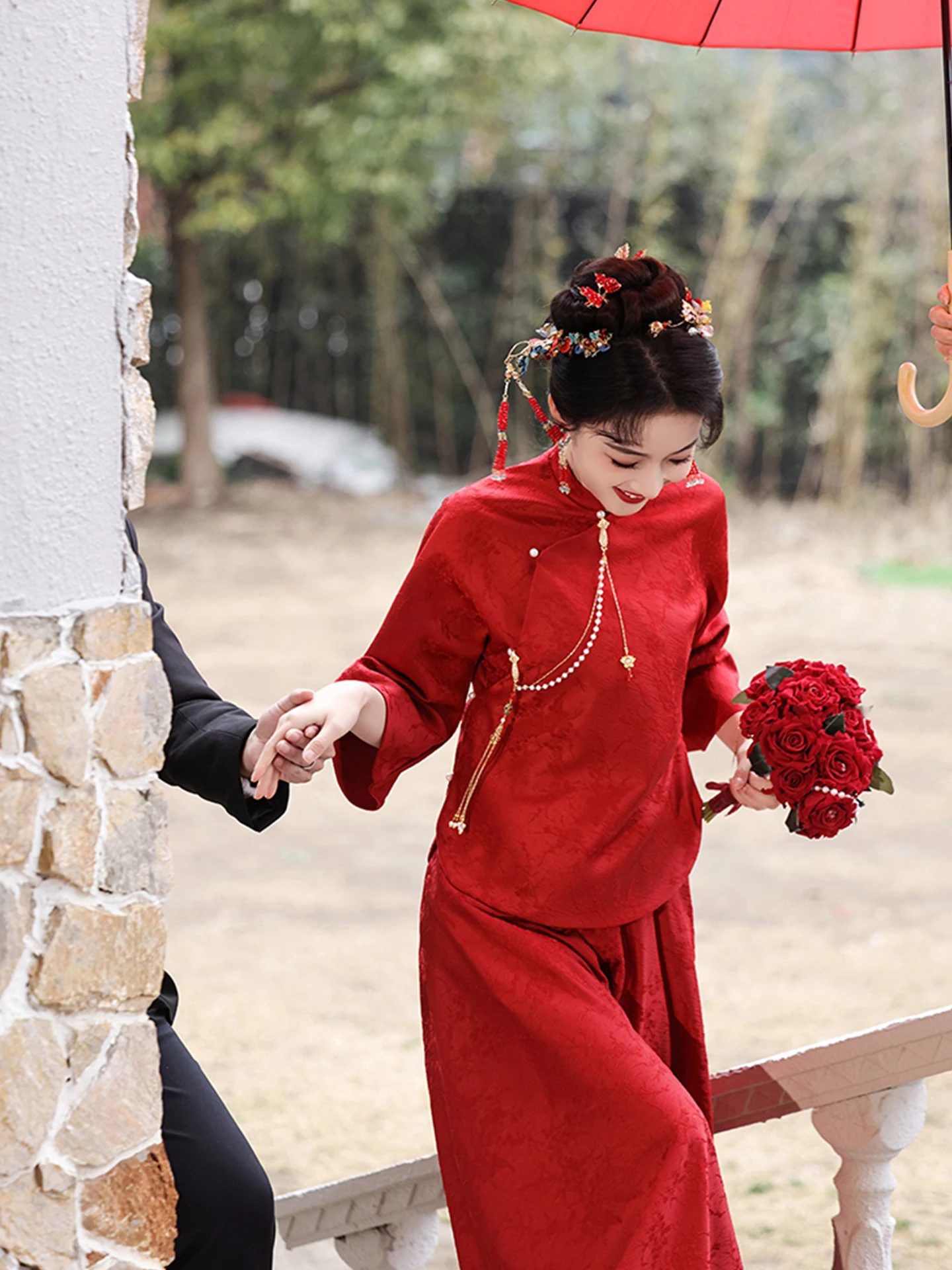 

Materni Qipao Wedding Dr for Pregnant Women Cusizable Engagement Ceremony Long Skirt Retro Sle Beaded High Waist Lace