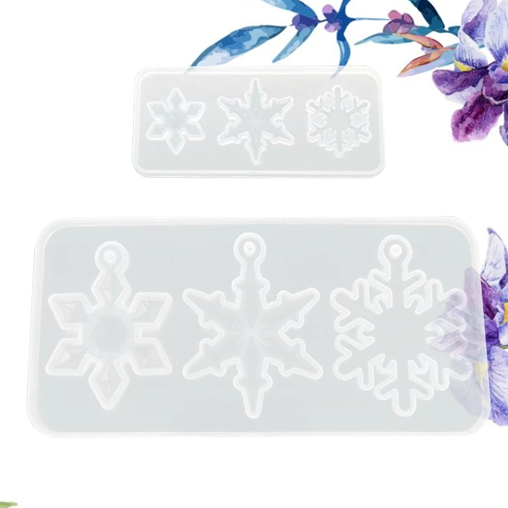 

2pcs Snowflake Shape Diy Holed Pendant Jewelry Molds Reusable Silicone Resin Molds For Ring Pendant Making Durable Epoxy Craft
