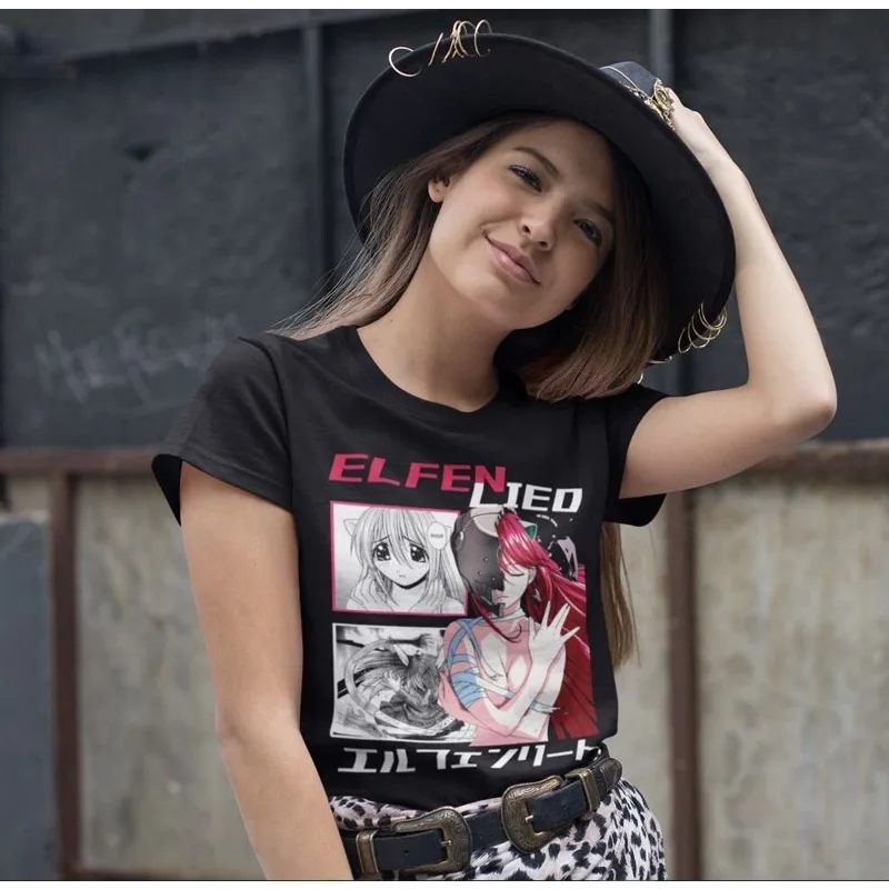 تي شيرت Elfen Lied Lucy Anime للجنسين، Nyu، Kaede Manga Waifu قميص Tshirt Horror Anime #1