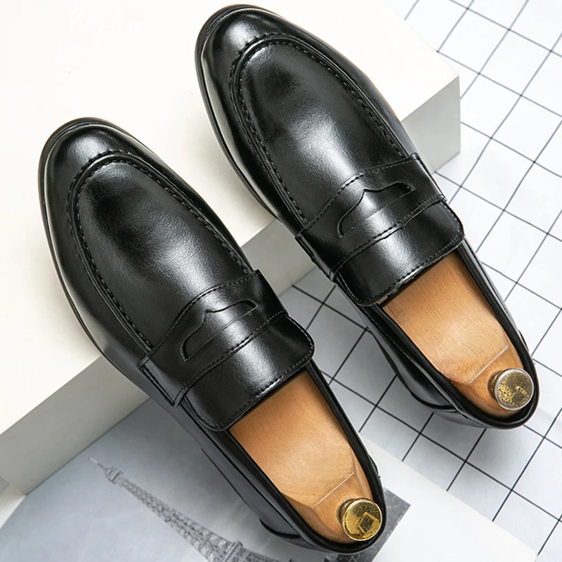 

Classic Casual Business Shoes Men Classic Slip On Formal Social Wedding Leather Shoes Men Loafers