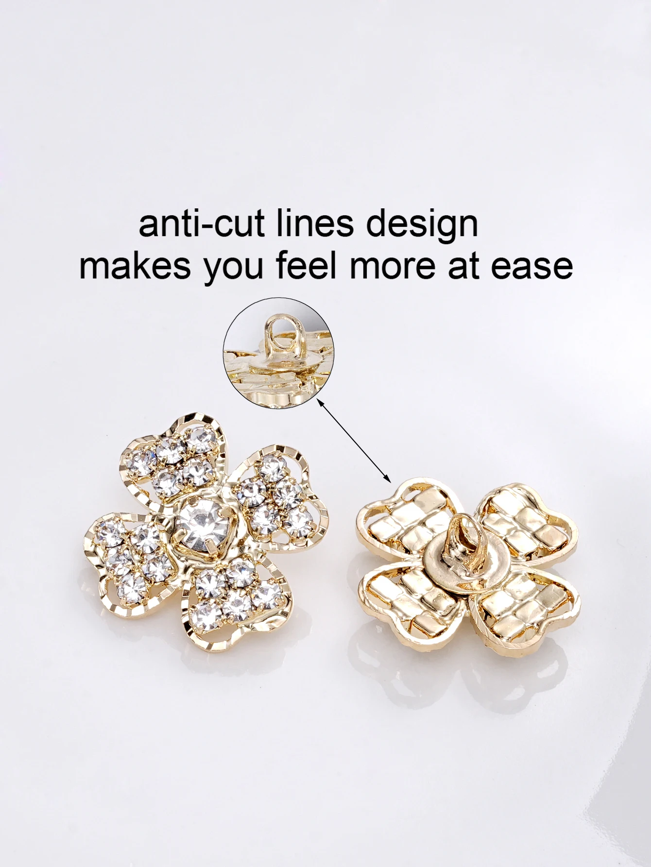 4/10/50 szt./opak. 17mm Błyszczące, kwiatowe, metalowe guziki z dżetami, akcesoria do szycia, guziki do odzieży