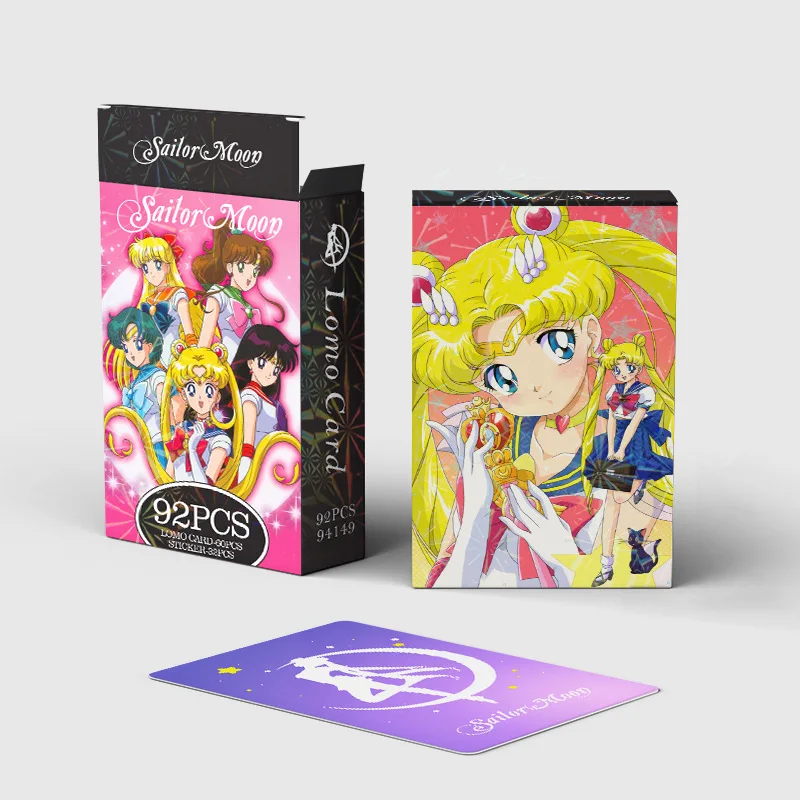 92pcs Sailor Moon Cards Anime Figure Card Collection Postcards Photocard Double Kawaii Cartoon Characters Printed Birthday Gifts