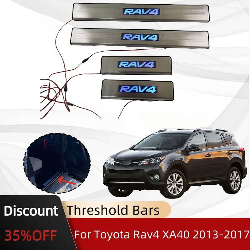 Threshold Bars Car Stickers Cars Accessories For Toyota Rav4 XA40 2013 2014 2015 2016 2017 LED Decorative lights Illusionary