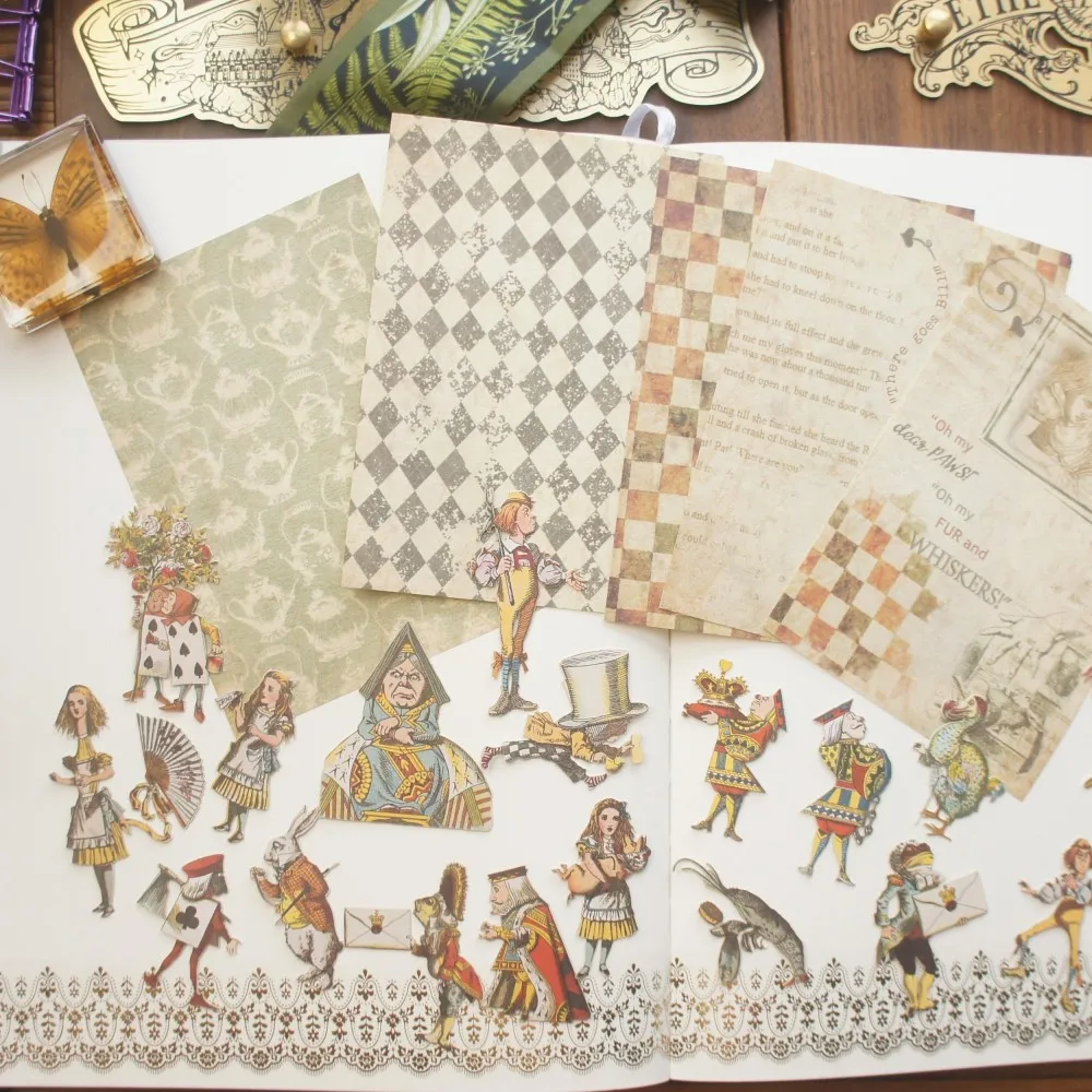 

25pcs Alice Story Opera Queen Rabbit Style Paper and Sticker Set Scrapbooking Background DIY Gift Label Tag Decoration