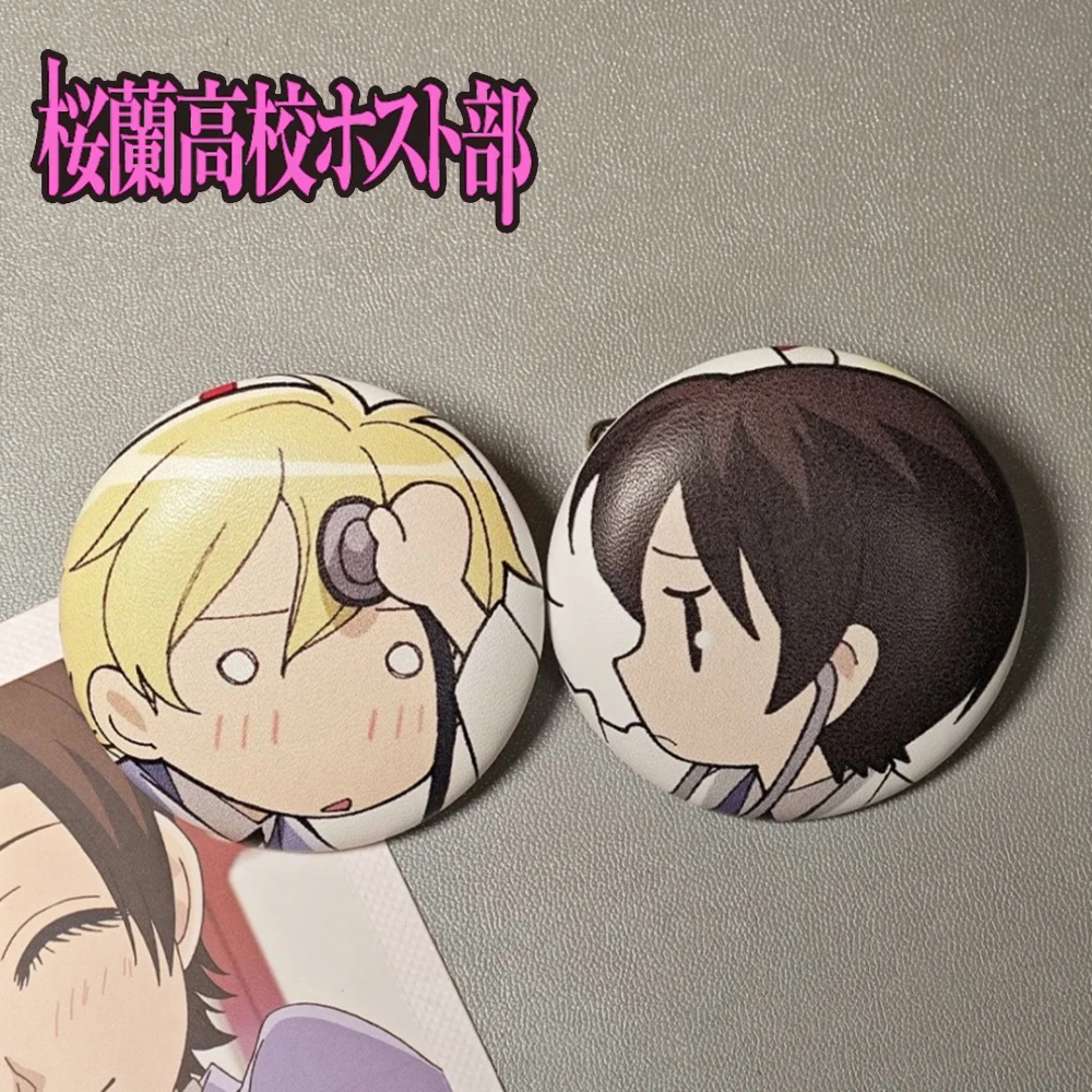 Anime Ouran High School Host Club Tamaki Suoh Haruhi Fujioka Cosplay Badge Tinplate Brooches Bag Decoration Pins Unisex Prop