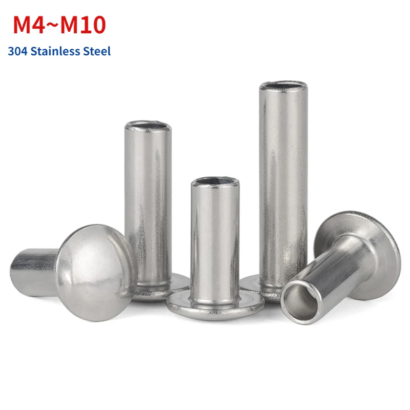 

M4 M4.5 M5 M6 M8 M10 304 Stainless Steel Round Flat Truss Head Half Semi Hollow Shank Rivet Screw L=5-100mm GB873