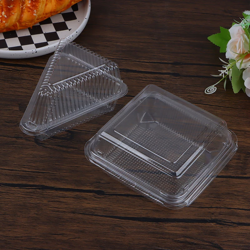 10Pcs Transparent Triangle Square Cheesecake Box Pie Holders Cake Boxes DIY Cupcake Slice Container For Bakery Party Wedding