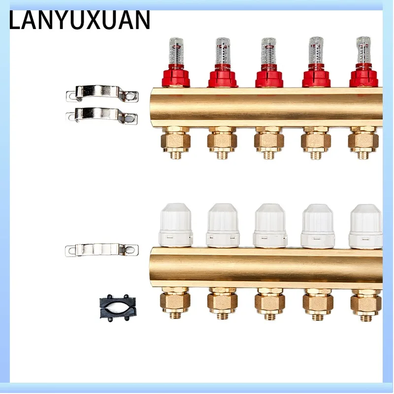 

Modern Brass Manifold with Flow Meter for Underfloor Heating System in Villas Floor Heating Systems