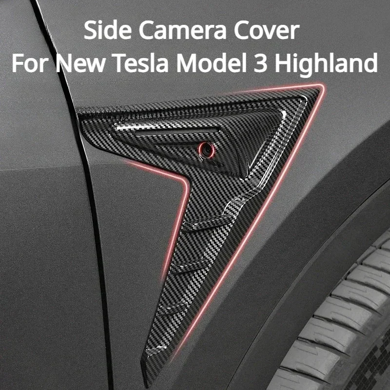 

For Tesla Model 3/Y/3+ Side Camera Cover Thunder Fender Flanks Wing Blade Panel Spoiler Cover Protective Shell Accessories 2025
