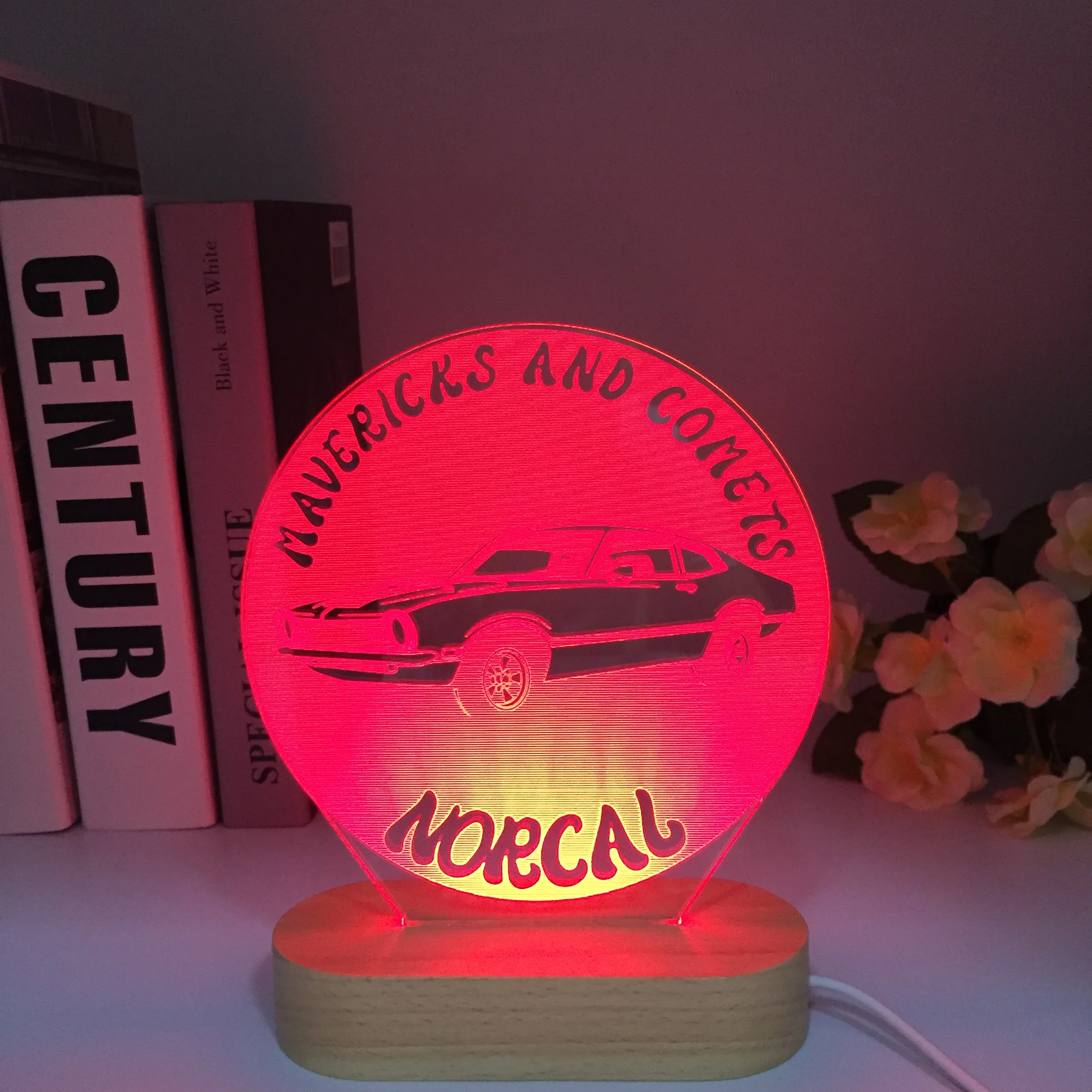 Sports Car 3D Illusion Lamp for Child Bedroom Wooden Nightlight Color Changing Atmosphere Event Prize Led Night Light Supercar