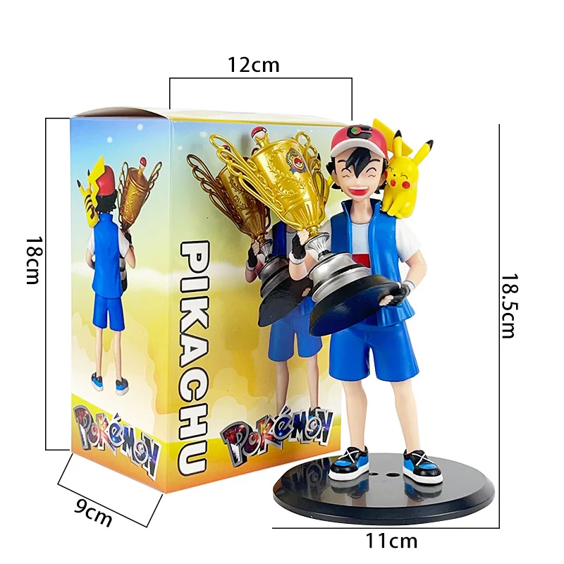 2024 New 18cm Pokemon Pikachu Champion Ash Ketchum Model Cartoon Characters Around Pvc Collection Model Desktop Ornaments Gifts