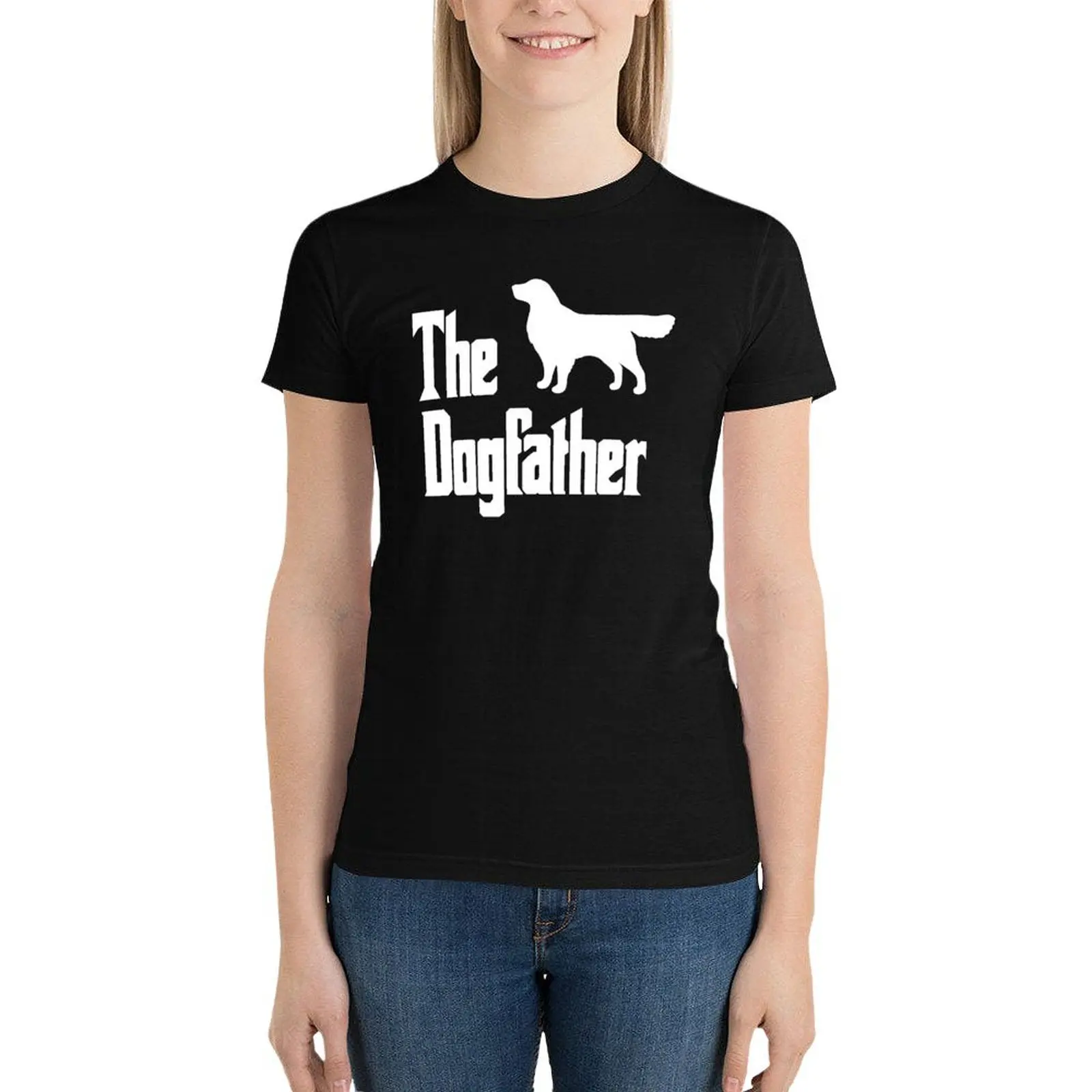 

The Dogfather Golden Retriever Dog T-Shirt funny tops oversized Womens graphic t shirts