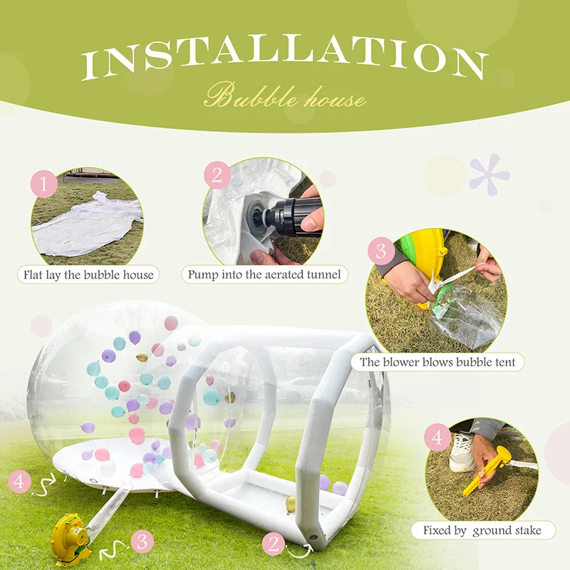 Casa de burbujas inflable gigante de PVC de 3m para niños, eventos de fiesta de cumpleaños, decoración navideña, parque de atracciones, guardería, actividades para niños