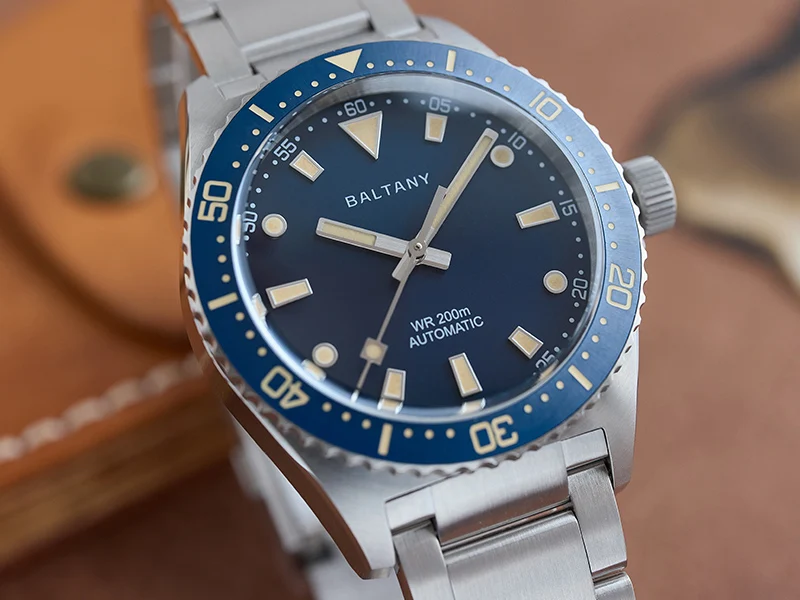 Baltany S3080 Herren Automatik Vintage Taucheruhr 39mm Retro Saphir Leuchtend 200M Wasserdicht Ozean-Schwimm-Stahlarmband Dress-Uhr – Detail 6