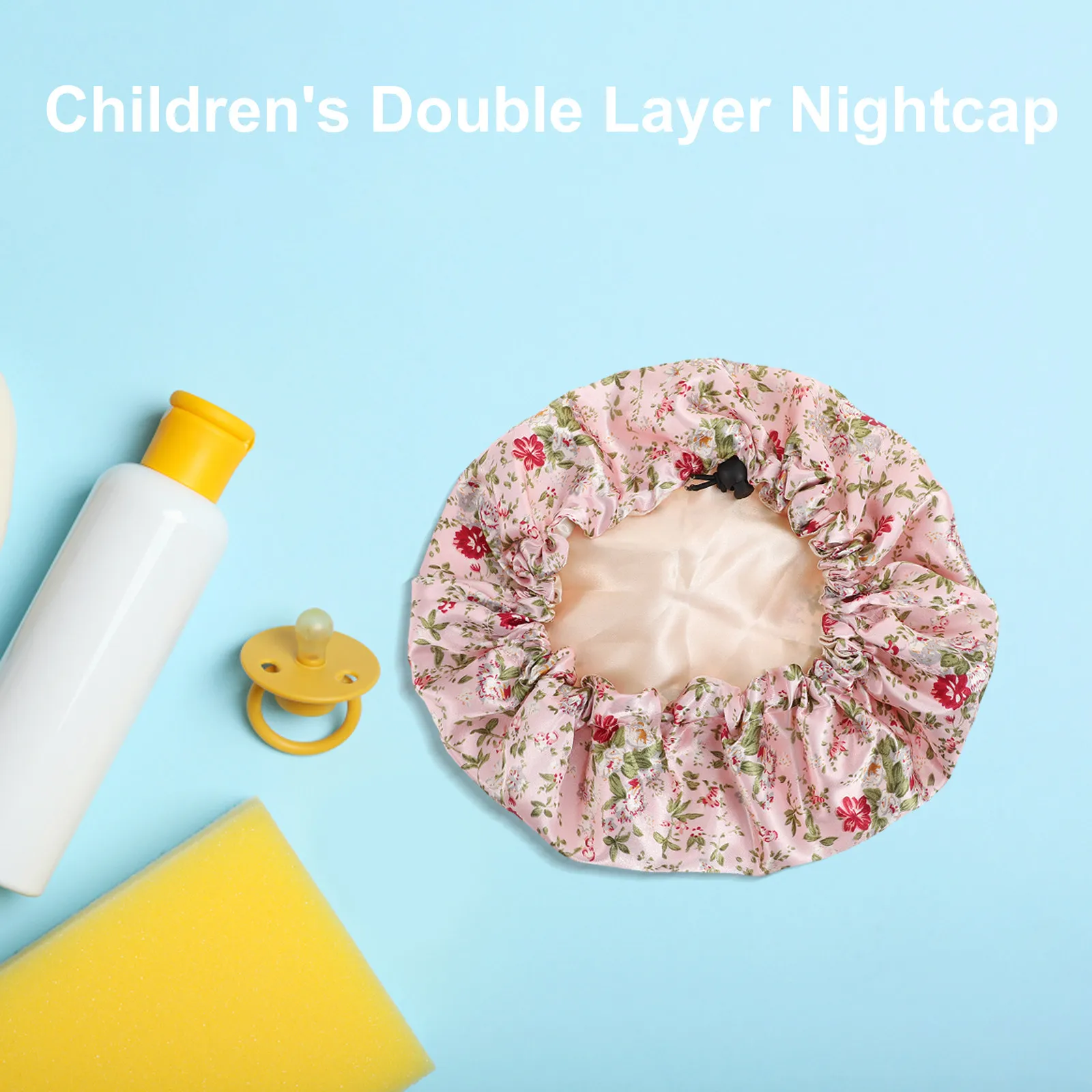 

Breathable Kids Hat Lightweight Polyester Toddler Shower Cap Elastic Kids Sleeping Hat Design Hair Protector