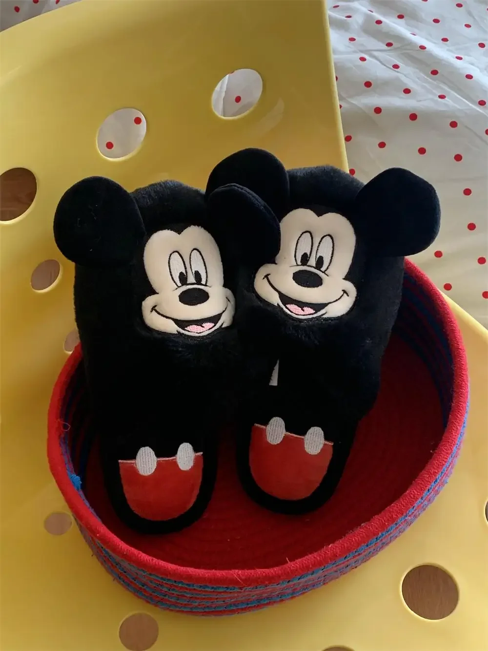 Chaussons en coton peluche Anime pour hommes et femmes, pantoufles en fourrure pour couple, intérieur, chaud, maison, mignon, Disney, tureMouse, hiver, cadeaux