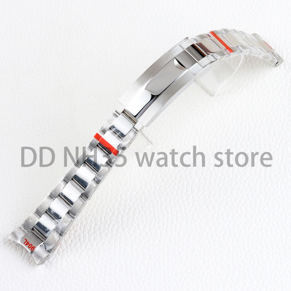 20mm Watch Band For Seiko NH35 Submariner Case Stainless Steel Watch Strap Glide Lock Buckle For Silver Oyster Jubilee Bracelet