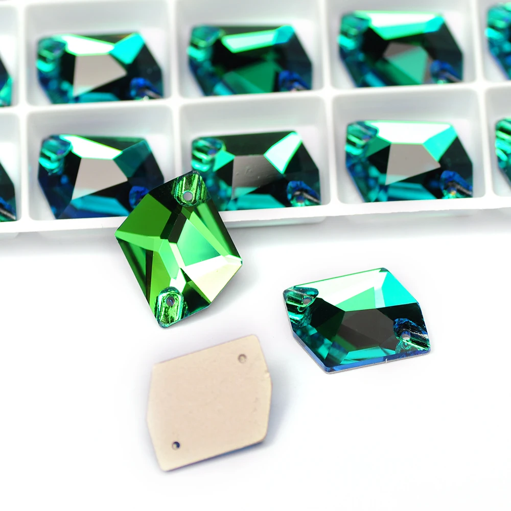 Peridot-Kristallglas-Aufnähsteine für Handarbeiten, Perlen für Kleidungsstücke, Schuhe, Hochzeitskleider-Dekorationen - Verschiedene Formen – Detail 5