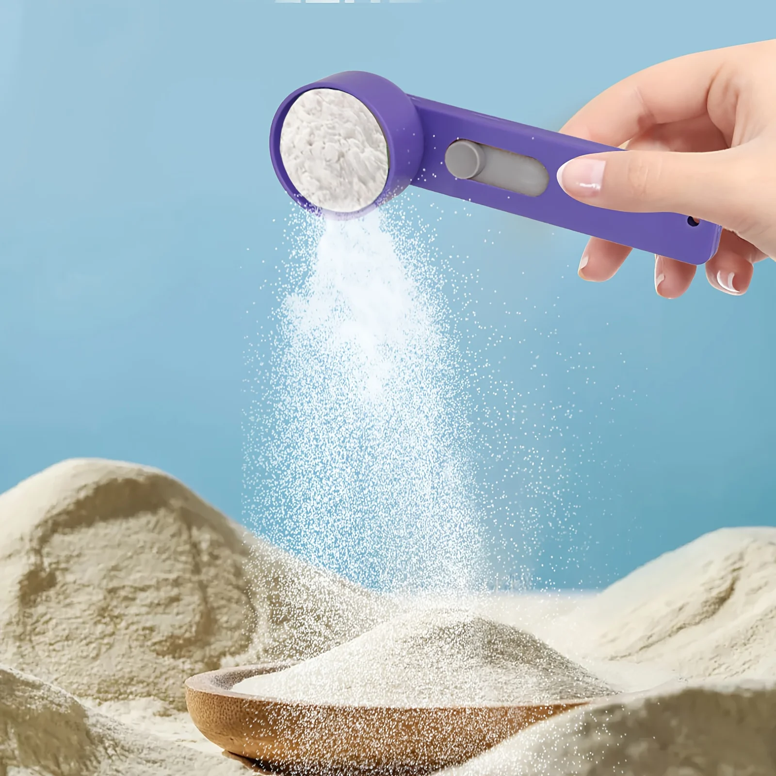 ​ Sliding Measuring Scoop 20cm, Adjustable Kitchen Scoop for Powder & Granules, Portion Control Scoop with Slide Button, 1PC