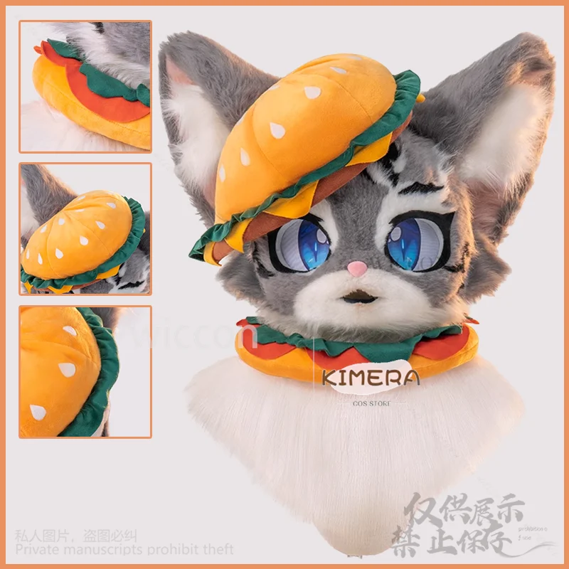 

Animal Kawaii Furry Furrsuit Burger Cutecore Cosplay Headwear Costume Cute Hat Scarf Sweet Fashion Anime Uniform Cos Customized